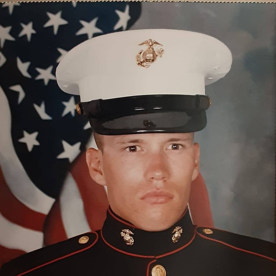 Stan Moore in his United States Marine Corps dress uniform following graduation